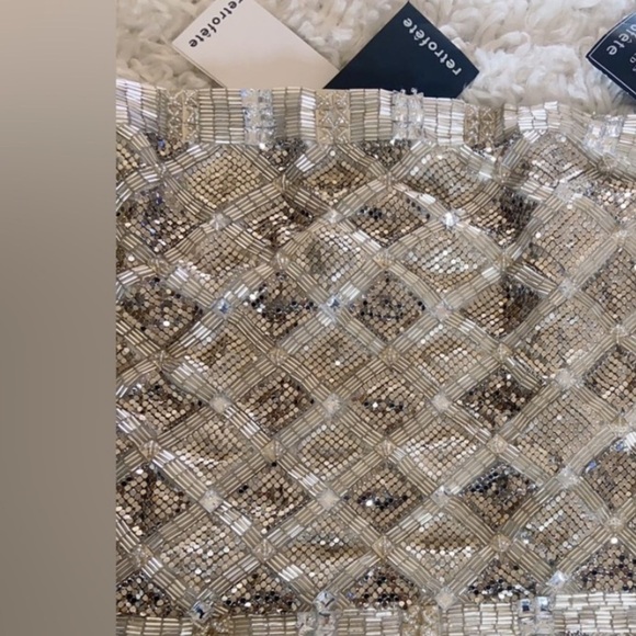 NWT $940 Retrofete Heather Sequin Mini Dress Silver and Gold Beaded​​ - Picture 10 of 14